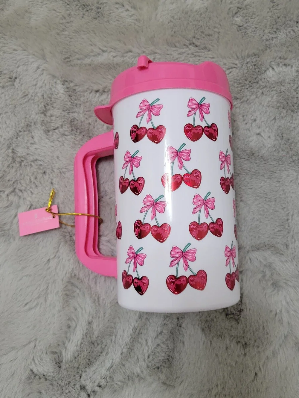 Nwt Simply Southern Pink Cherry Bow Straw Plastic Cup